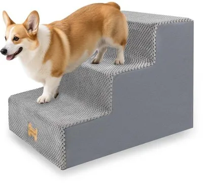 Produktbild von Hundetreppe für kleine Hunde, 3-stufig, aus dichtem Schaum, 53x40x39cm