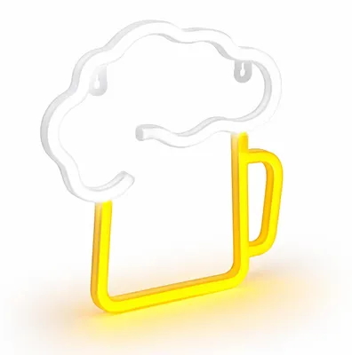 Produktbild von LED Neon Schild Bierglas, leuchtende Bar Deko für Kneipe, Café und Restaurant, USB oder Batterie betrieben, Party Wanddekoration