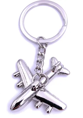 Produktbild von Onwomania Flugzeug mit 4 Turbinen Schlüsselanhänger Keychain Silber Metall