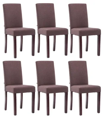 Produktbild von CLP 6er Set Esszimmerstuhl Ina Mit Stoffbezug I Polsterstuhl Mit Holzgestell I Küchenstuhl Mit Bodenschonern, Farbe: braun, Gestellfarbe: cappuccino