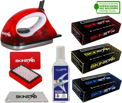 Image de Kit de fartage pour débutants SKINSTAR, fer à farter, brosse, fart hydrocarboné, kit 7 pièces