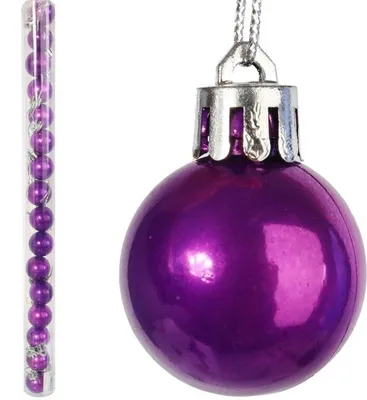 Immagine prodotto di Set di 16 palline di Natale in plastica in un tubetto, 3 cm, viola