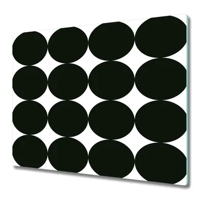 Produktbild von Schneidebrett für die Küche - Glasschneidebrett - Herdabdeckung - Schwarz Huge Dots