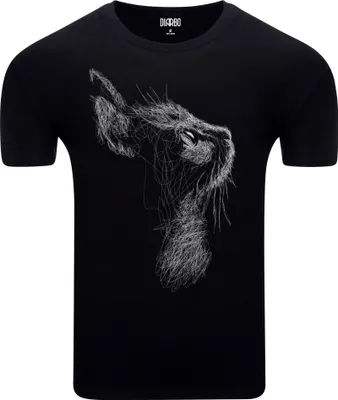 Produktbild von Diarbo Herren T-Shirt mit Tierliebhaber Druck Skizze eines Katzenportrait Schwarz Gr.XXL