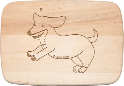 Produktbild von Mr. & Mrs. Panda Holzschneidebrett Hund Dackel - Transparent - Geschenk, Herz, jausenbrett, Sprüche, Frühstücksbrettchen, Hunde, Schneidebrett, Frühstücksbrett, Holzbrett