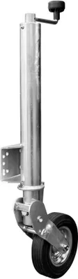 Produktbild von UNITRAILER Automatikstützrad mit Griff, 250 kg, Rohr 60 mm, 785-955 mm, Vollgummi 200x60 Stahlfelge, Platte 129x104 Bohrung 11 mm, für Anhänger