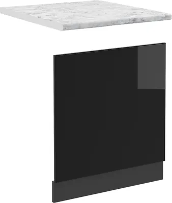 Produktbild von Frontblende Vicco R-Line Schwarz Hochglanz 60 cm , AP Marmor, Model 45586