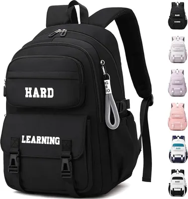 Produktbild von Schulrucksack(Schwarz)Mädchen Teenager Rucksack,Multi-Schultasche,Wasserdicht Schulranzen Groß Backpack für Mädchen Damen School Bag