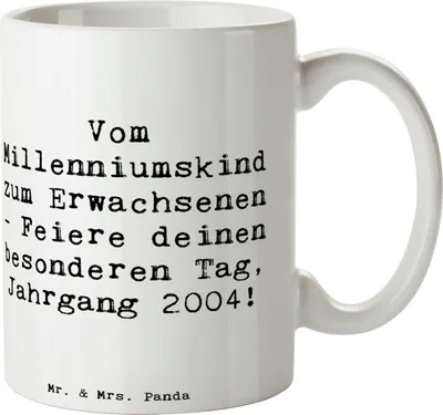 Produktbild von Mr. & Mrs. Panda Keramiktasse Spruch 2004 Geburtstag - Weiß - Geschenk, Glückwunsch, Erinnerungsgeschenk, Millenniumskind, Tasse, Teetasse, Sprüche zum, Happy Birthday