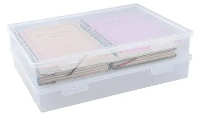 A4-Aufbewahrungsbox, 2 Stück, transparent, 31 x 22 x 5 cm