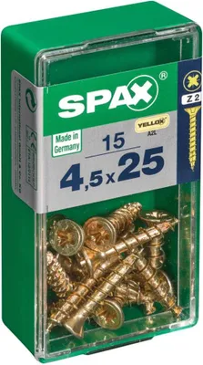 Image de Lot de 15 vis acier tête fraisée pozidriv SPAX, Diam.4.5 mm x L.25 mm