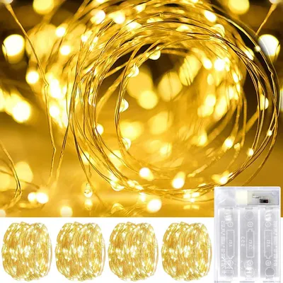 Lichterkette 4er-Pack 5m 50 LED Warmweiß batteriebetrieben
