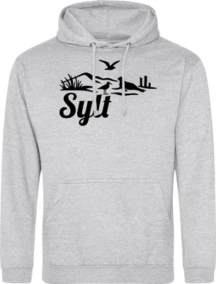 Produktbild von Huuraa Uni Hoodie Sylt Strandmotiv XL Heather Grey Vegan Sweatshirt Geschenkidee