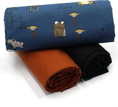 Produktbild von Frösche Set 11 Baumwollstoff Druck + 2x Baumwollstoff Uni je 0,5m Stoffpaket DIY Projekt