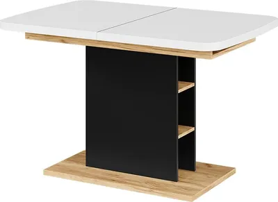 Image de Table de salle à manger Vicco Fenaro Blanc/Chêne de force doré 120-160 x 80 cm avec compartiments ouverts, Model 56484