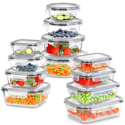 Immagine prodotto di Vilde | Contenitori per alimenti - 12 pezzi - con coperchio e guarnizione - Lavabili in lavastoviglie - Varie dimensioni
