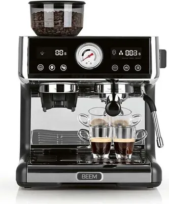 Produktbild von BEEM ESPRESSO-GRIND-EXPERT Premium Espresso-Siebträgermaschine mit Mahlwerk 2-Thermoblöcke Extraktions- und Mahlzeitanzeige Edelstahl  15 bar