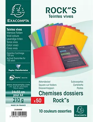 Produktbild von EXACOMPTA Aktendeckel ROCK'S DIN A4 210 g/qm farbig sortiert 50 Aktendeckel