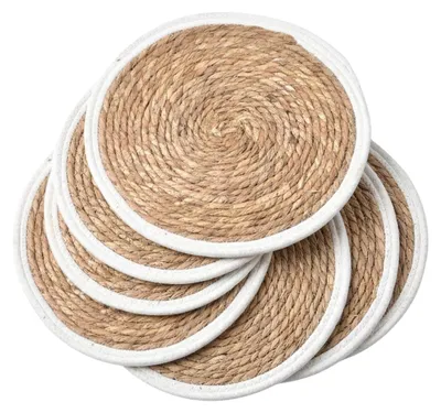 Produktbild von Boho Platzset Rattan Natur Weiß 6er Set | Tischset 29cm