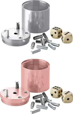 Produktbild von BestSaller 10058 SUPER SIX Würfelspiel Aluminum, 36 Spielstäbchen & 2 Würfel, silber/roségold, 2-teilig (1 Set)