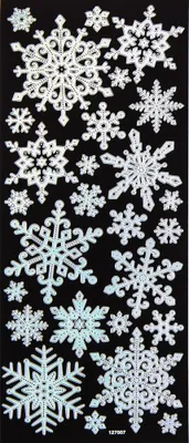 Immagine prodotto di Adesivi olografici per fiocchi di neve natalizi, 27 pezzi.