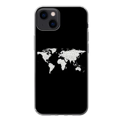 Produktbild von MuchoWow® Handyhülle Schutzhülle Hülle für iPhone 13 Weltkarte - Muster - Schwarz Silikon Softcase Handy Hülle - Karteninhaber