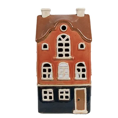 Immagine prodotto di Clayre & Eef Portacandele House 12x9x22 cm in Vetroceramica arancione