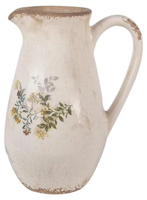 Produktbild von Clayre & Eef Dekorative Kanne 17x13x22 cm Beige Gelb Keramik Blumen