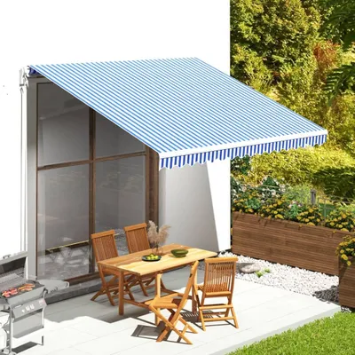 Immagine prodotto di The Living Store Tenda da sole blu e bianca 4x3,5 m