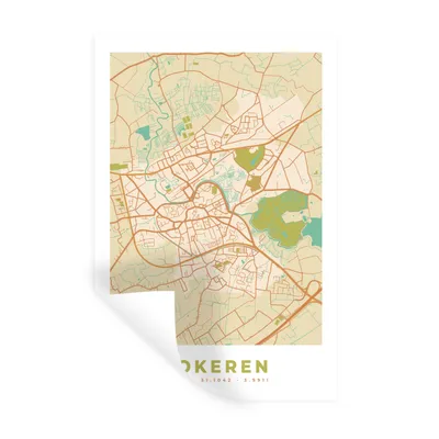 Obrázok produktu pre MuchoWow® Nálepka na stenu - Vintage - Lokeren - Mapa mesta - 40x60cm - Samolepiaca a polohovateľná