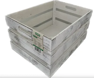 Produktbild von 2 x Kesper Aufbewahrungskiste weiß Aufbewahrungsbox Holz Retro Vintage Antik