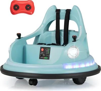 Produktbild von COSTWAY 12 V Kinder Autoscooter 360° drehbar, 2 in 1 Elektro Bumper Car mit 2 Fahrmodi, Kinderauto mit Fernbedienung, LED&Musik, für Kinder 3+Türkis