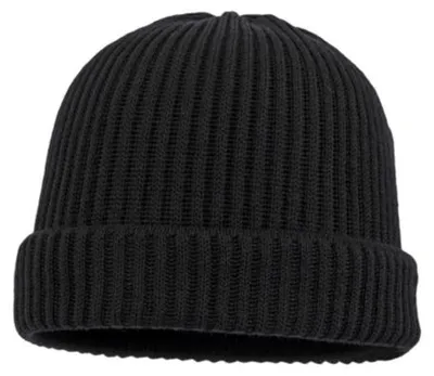 Balke XXL Rippen Strickmütze mit Umschlag 100% Merinowolle in schwarz