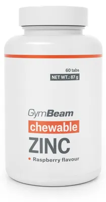 Produktbild von GymBeam - Zink Kautabletten, 60 Tabletten, Himbeere