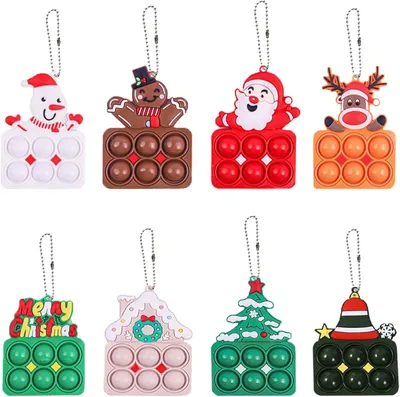 Productafbeelding van Pop-sleutelhangers - Set van 8 - Pop fidget-speelgoed met sleutelhanger - Kerstsleutelhanger - Feestcadeaus