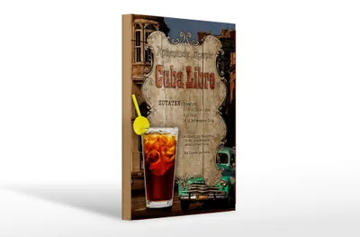 Produktbild von Holzschild Rezept 20x30cm Cuba Libre Zutaten Eiswürfel