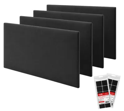Produktbild von STEGU Polsterpaneel-Set 4× Rechteck 60x30 cm inkl. Klettband Kopfteil Schlafzimmer Schwarz