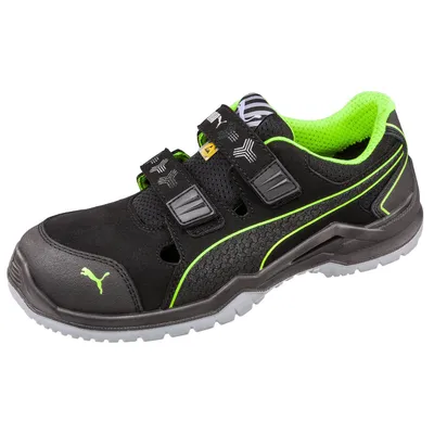 Productafbeelding van PUMA veiligheidssandaal Neodyme Green Low, maat 48, zwart/groen, microvezel/mesh, S1P SRC ESD, EN ISO 20345