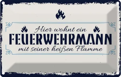 Produktbild von vianmo Blechschild 20x30 cm Hier wohnt ein Feuerwehrmann Spruch Zitat