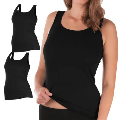 Produktbild von Celodoro Damen Unterhemd (2 Pack) Trägertop Feinripp - Schwarz 32-34
