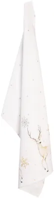 Produktbild von Unyqoos® Clayre & Eef Geschirrtuch 50x70 cm – 100% Baumwolle, weiß/beige mit Hirschmotiv, Küchentuch mit Aufhänger, Pastel-Christmas-Serie