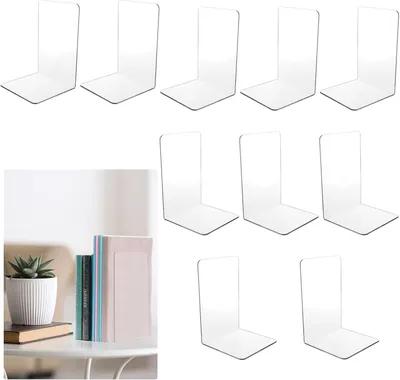 Produktbild von Acryl Buchständer 10 Stück, Antirutsch, 18,3 x 12,2 cm, Für Bibliothek, Büro Und Schulen