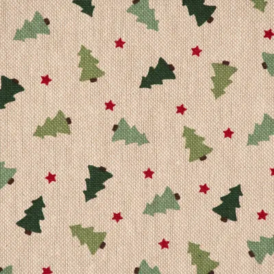 Produktbild von Weihnachtsstoff Meterware Dekostoff Halbpanama natur grün 1,40m