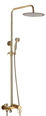 Image de Colonne de douche en acier inoxydable, finition dorée, 135,5 cm