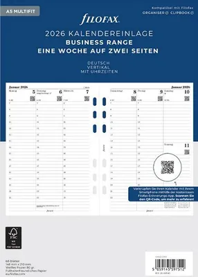 Produktbild von FILOFAX Kalendereinlage 2026 - A5 - 1 Woche = 2 Seiten - weiss - 26-68540