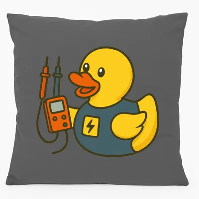 Produktbild von Huuraa Kissen Quietscheente Elektronik Comic Gummiente 40x40cm mit Füllung Steel Grey Baumwolle Dekokissen Geschenkidee