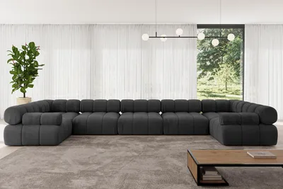 Produktbild von ALTDECOR Modulares Sofa Ecksofa in U-Form - Birno-U3 - 475x190x70 cm Schwarz Corner modular Sofa Eckcouch Couch Wohnlandschaft Cauchsofa Polstersofa