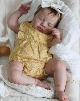 Immagine prodotto di Bambola Reborn Girl - Bambola Reborn di 48 cm, bambola neonata realistica, corpo mobile in vinile, ragazza, come un bambino vero, con set di alimentazione, regalo (giallo)