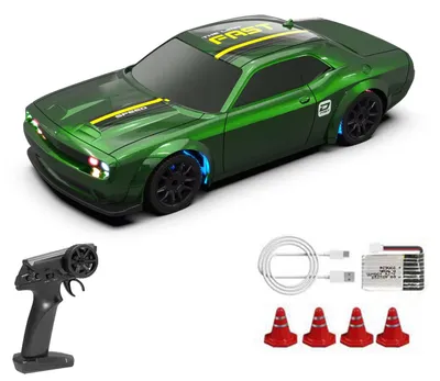 Zdjęcie produktu dla Samochód RC do driftu z napędem na cztery koła w skali 1:43, do jazdy z dużą prędkością, z pilotem 2,4 GHz o zasięgu 30 m, prędkość 15 km/h, kolor leśnej zieleni