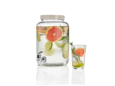 Produktbild von Ernesto Getränkespender mit Deckel Behälter aus Glas Glaskrug Zapf 5,1 L NEU